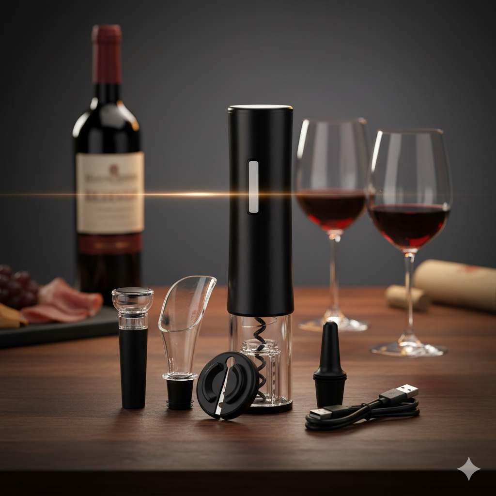 Set Destapador de Vino Eléctrico – Destapa, Sirve y Disfruta sin Esfuerzo
