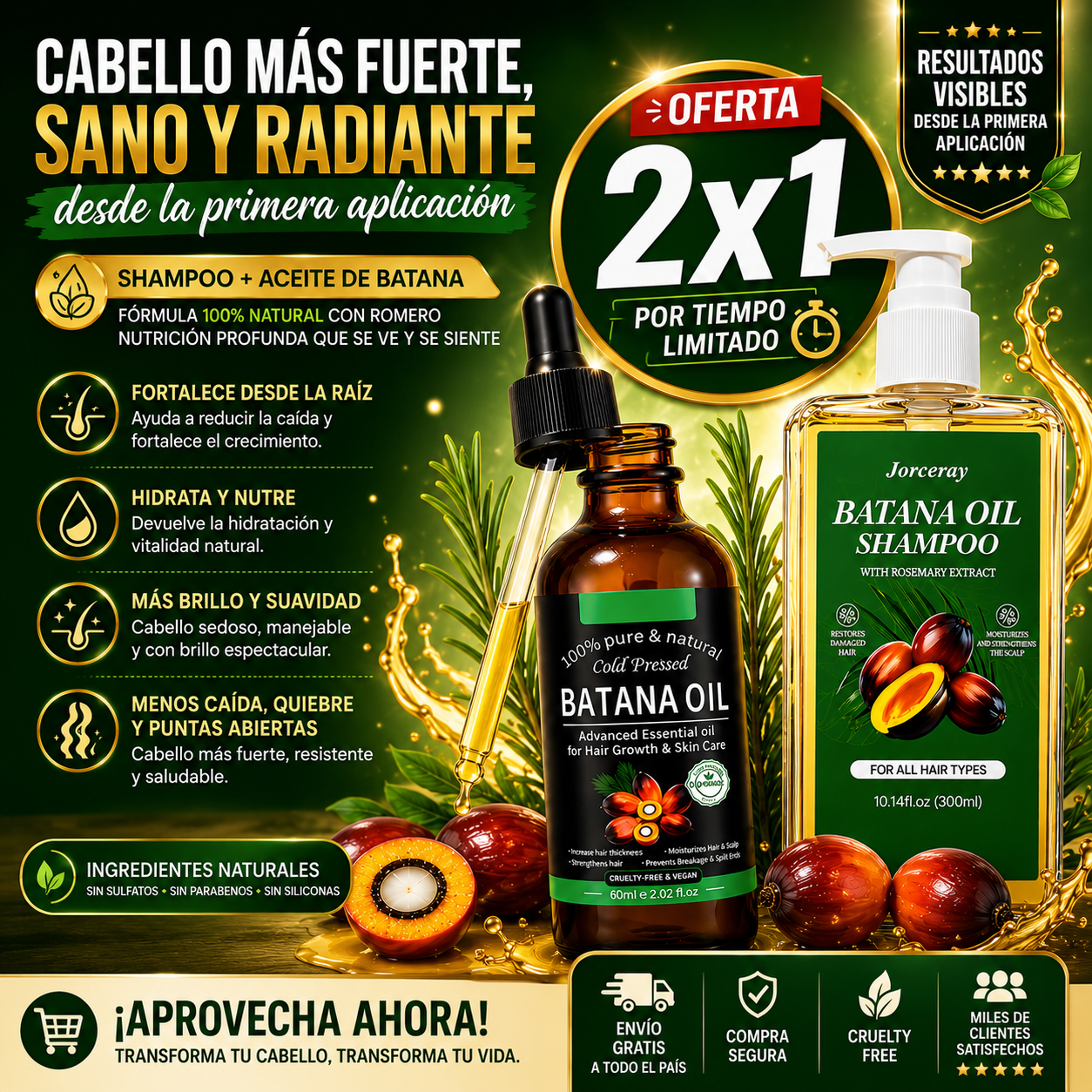 Formula reparadora para un cabello super sano/KIT Aceite de Batana + Shampoo