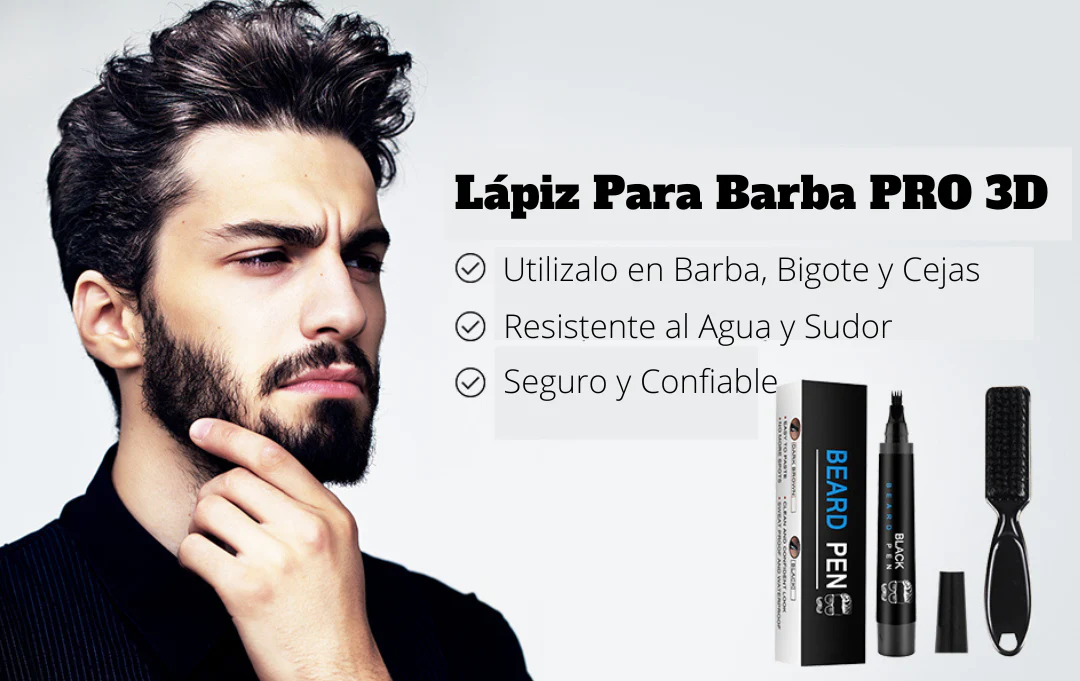 LÁPIZ PARA BARBA PRO 3D 🧔 NEGRO -OFERTA