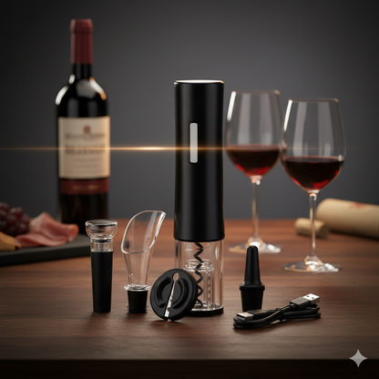 Set Destapador de Vino Eléctrico – Destapa, Sirve y Disfruta sin Esfuerzo