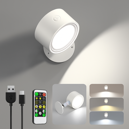 LÁMPARA NOCTURNA DE PARED RECARGABLE CON CONTROL REMOTO 🩵