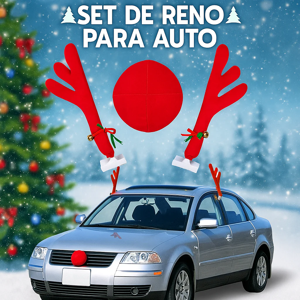 Set Reno Navideño para Autos-Rojo