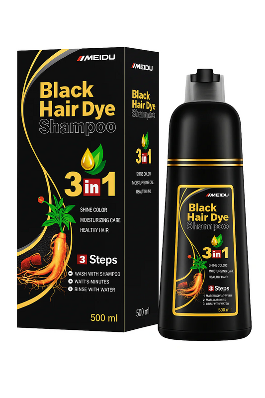 Champú Tinte negro 3 en 1 – Lava, Tiñe y Cubre Canas al Instante