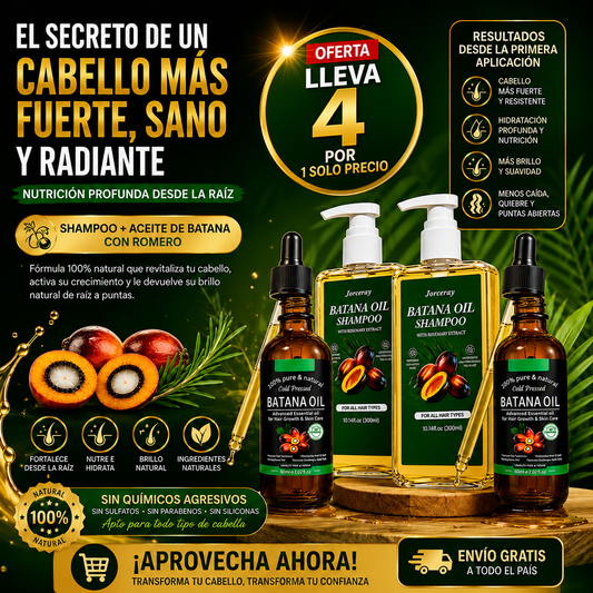 COMBO SHAMPOO Y ACEITE DE BATANA LLEVA 4 POR 1 SOLO PRECIO (2 SHAMPOO 2 ACEITES)